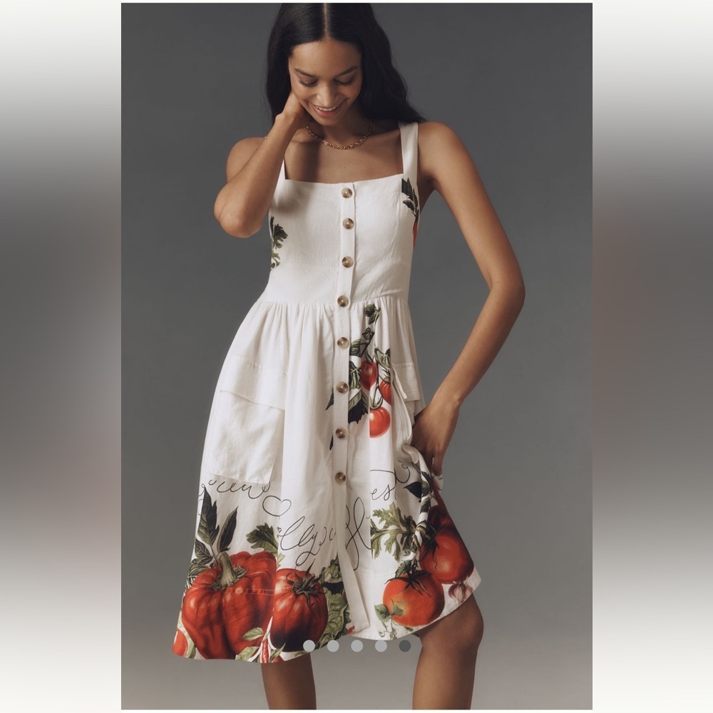 🎉LAST ONE🎉RARE🎉 Anthropologie NWT Maeve Button-Front Tomato Midi Dress size XL. - Picture 4 of 16
